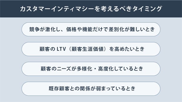 カスタマーインティマシ—を考えるべきタイミング
