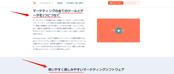 Marketing-HubのUSP(公式サイト)