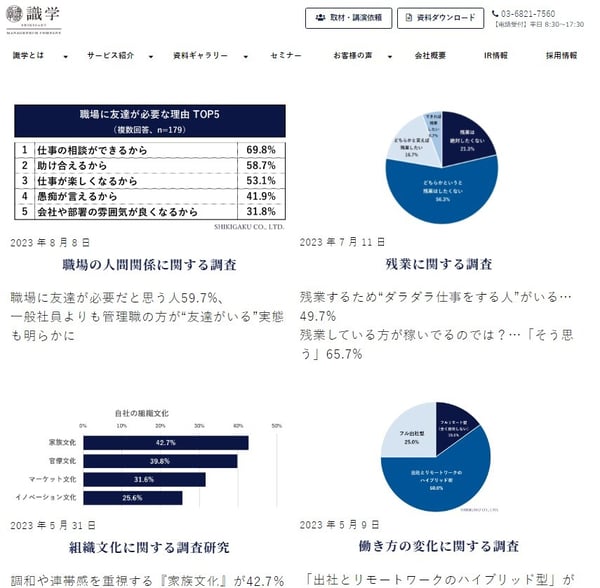 7.株式会社識学公式サイトの調査レポートページ