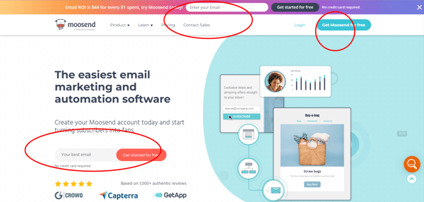 Moosend_ Email Marketing ランディングページ