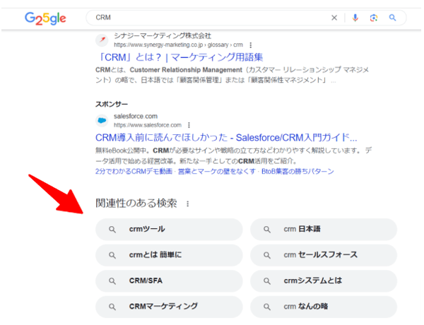 CRM「関連性のある検索」