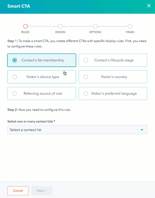 smart cta configure rules