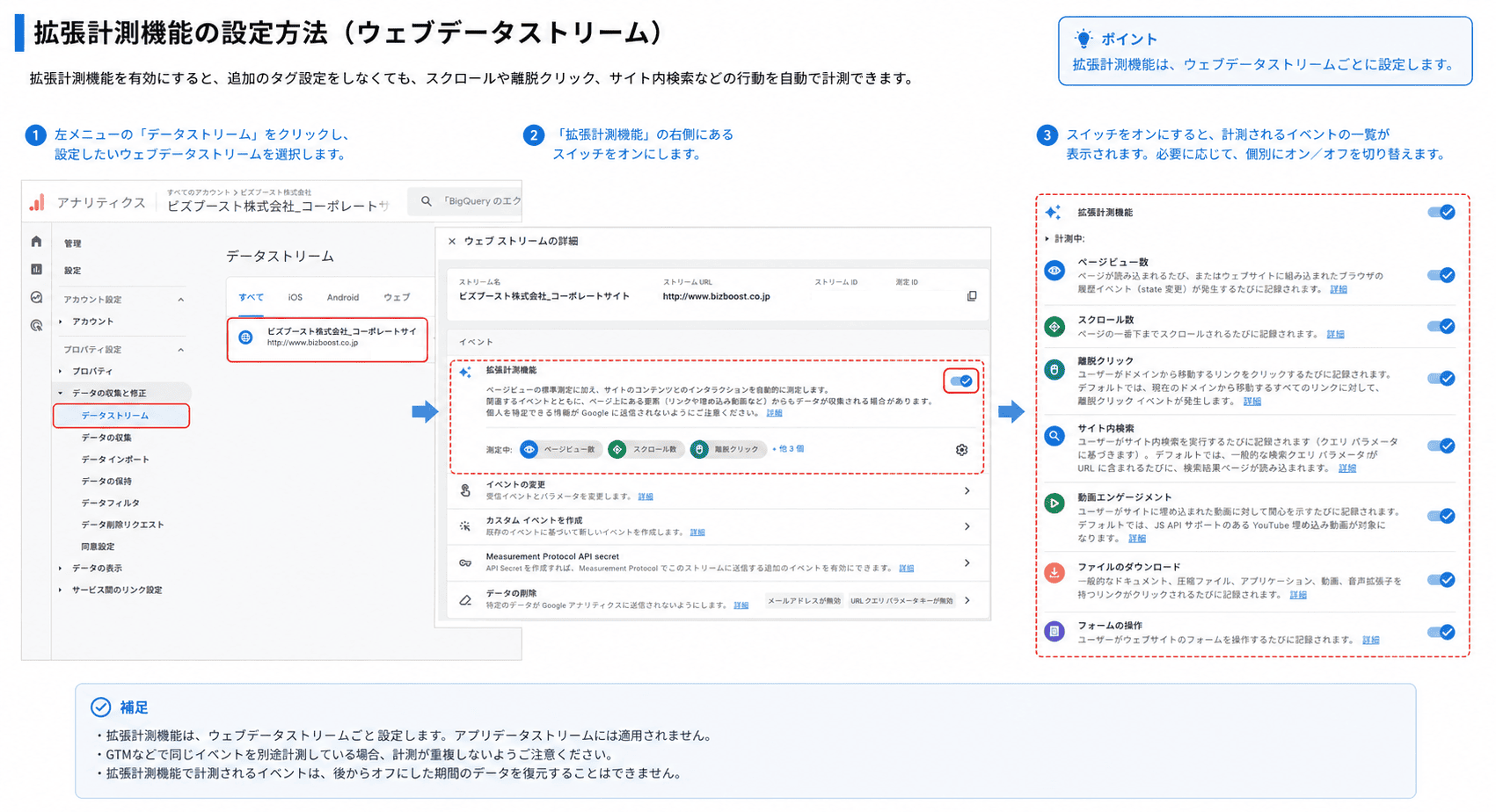 GA4の拡張計測機能の設定方法